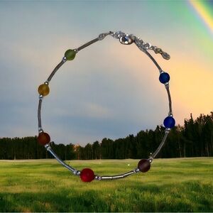 Rainbow Pride bracelet for large wrist or anklet for smaller wrist.